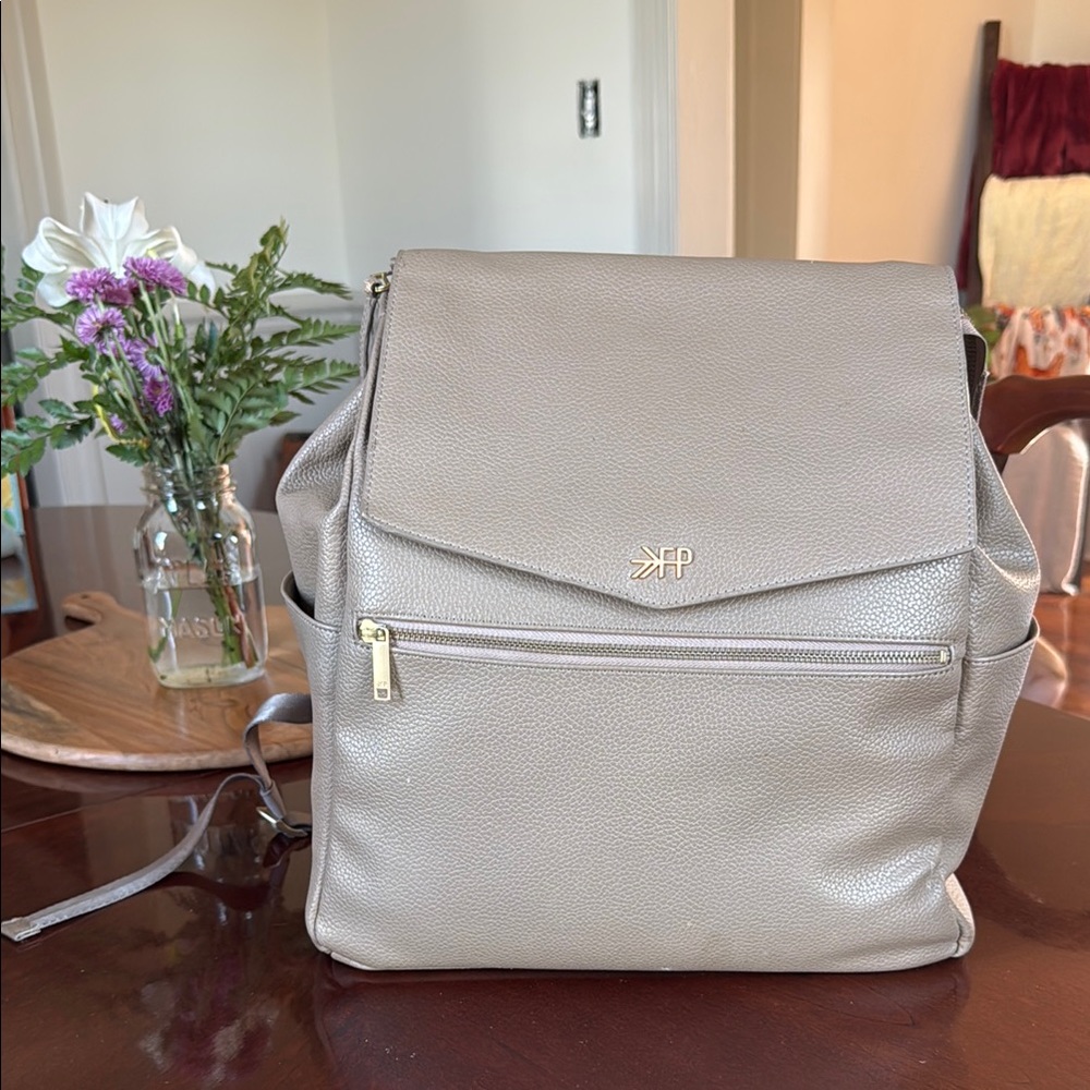 Gray Backpack with Front Pocket